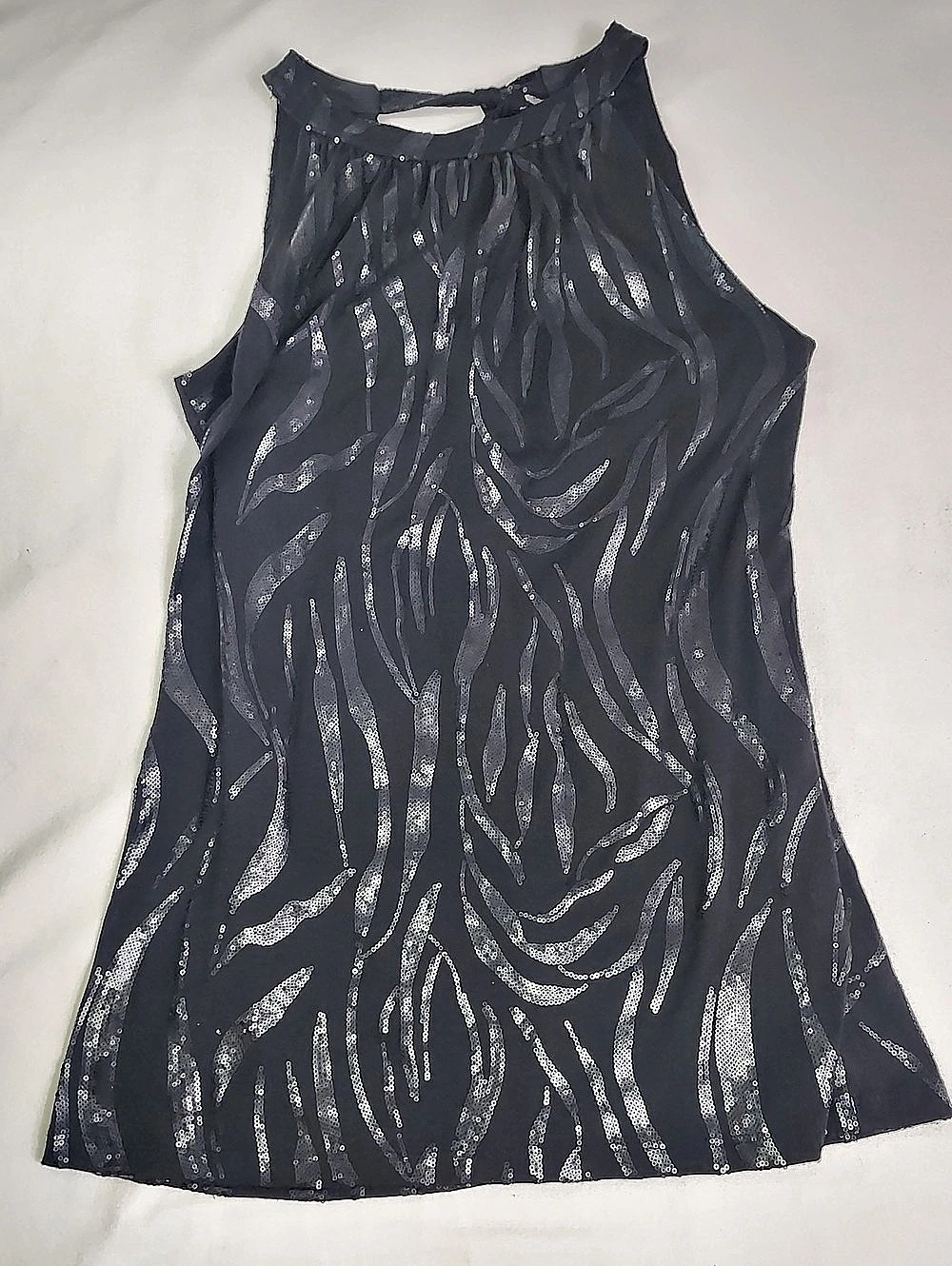 Chenault Sequin Abstract Tank/tunic in Black Size Medium Like New
